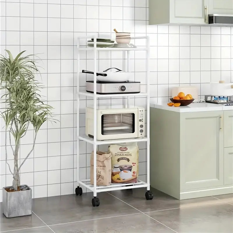3/4 Tier Rolling Utility Car Plastic Storage Organizer Home Kitchen Shelf