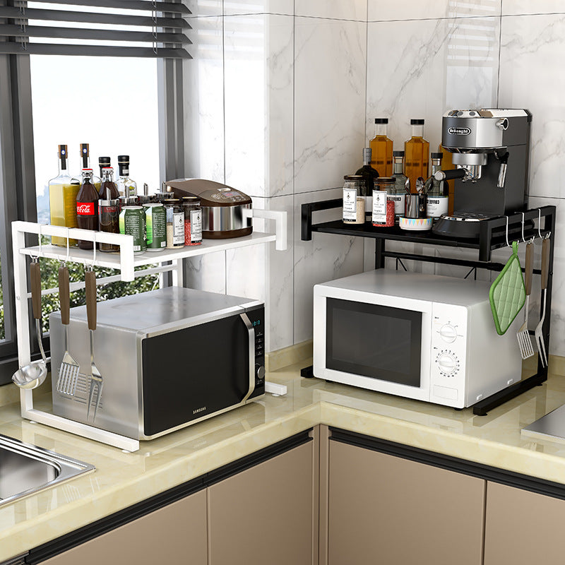 2 Tier Adjustable Metal Microwave Shelf Stand Kitchen Rack Organizer