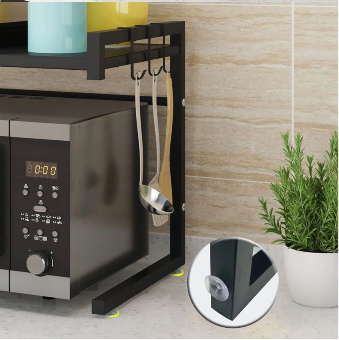 Adjustable Microwave Oven Storage Shelf