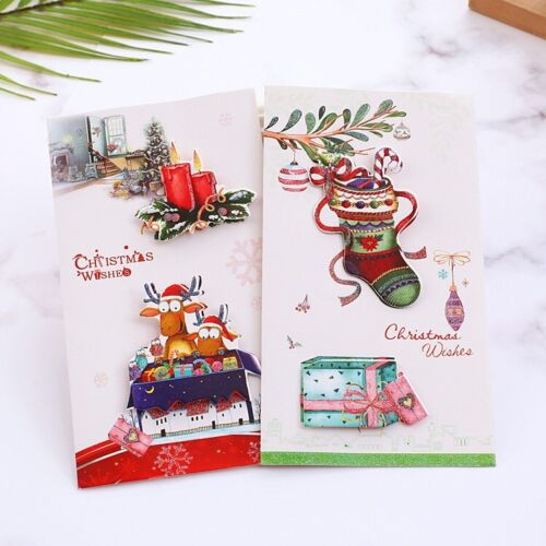 5pcs 3D Christmas Greeting Cards