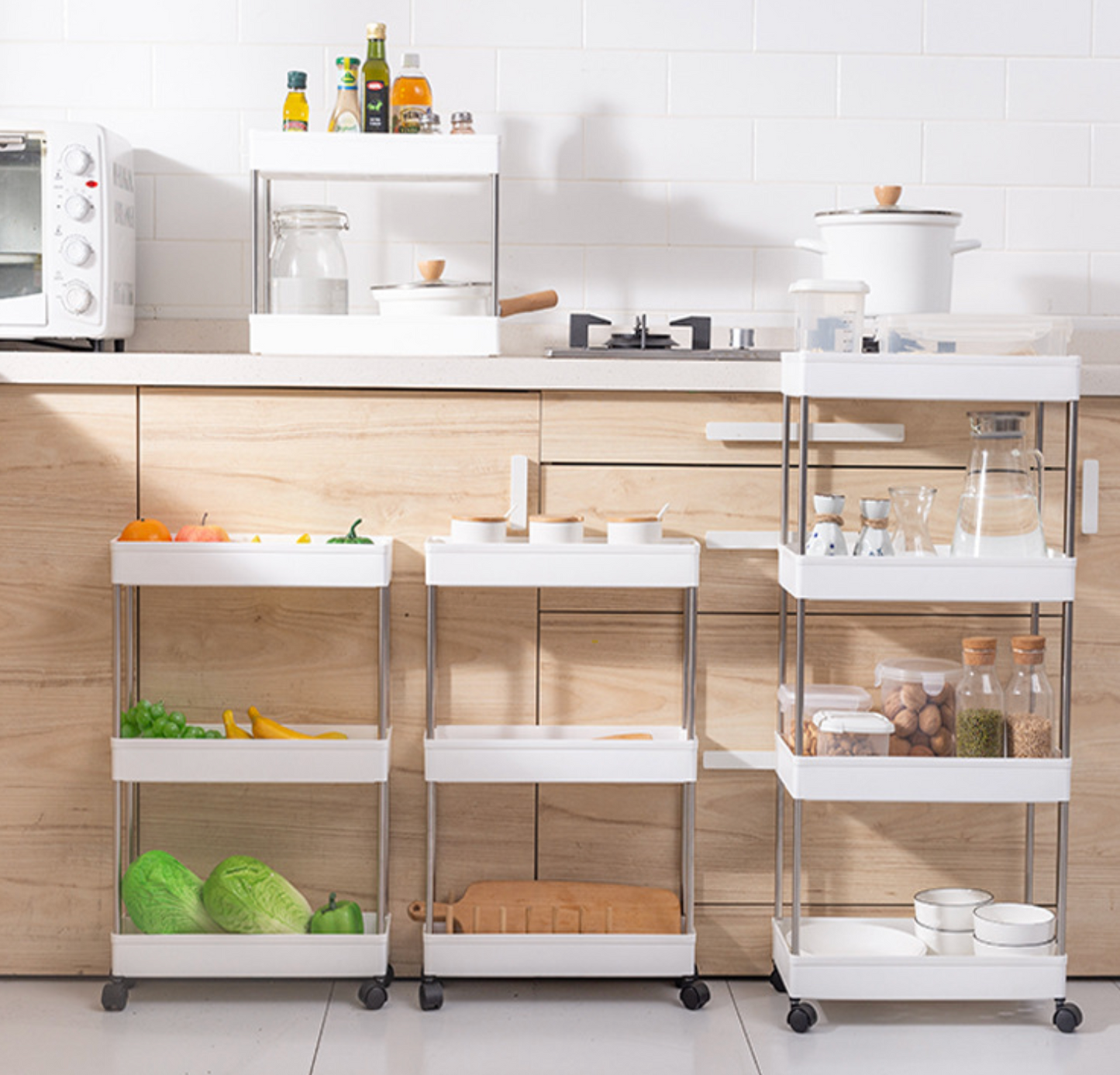 Home Storage Space Saver Rolling Trolley Cart