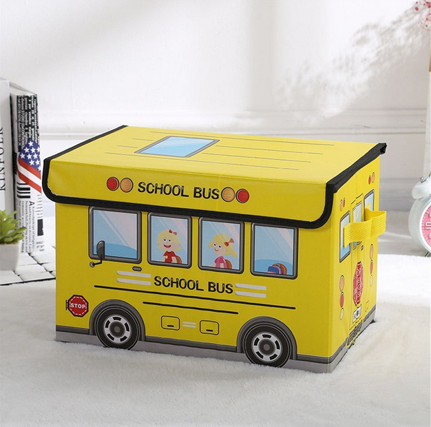 Cartoon Collapsible Kids Room Foldable Toy Box Large Storage Box Bus Fire Truck