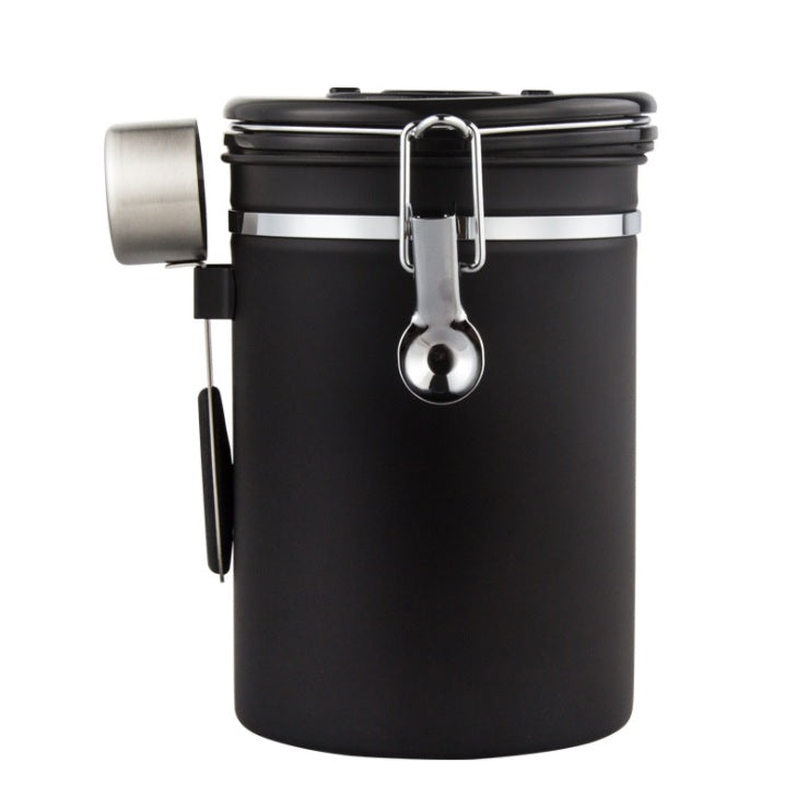 1800ml Coffee Container with Spoon Canister Airtight Steel Vacuum Seal Storage