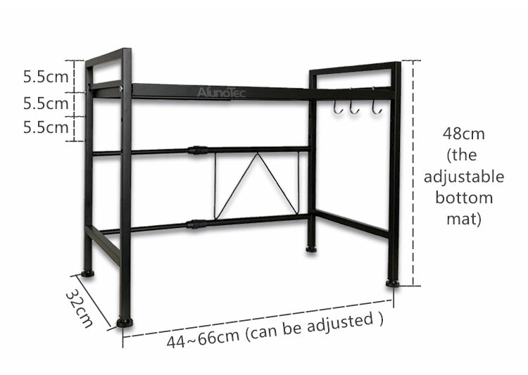 Adjustable Width & Height Microwave Shelf