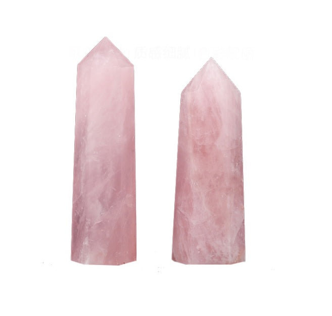1pc Natural Quartz Crystal Wand Point Healing Reiki Mineral Stone Pink White