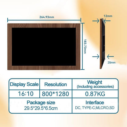 10.1'' Digital Picture Frame -1280x800HD 32G Memory