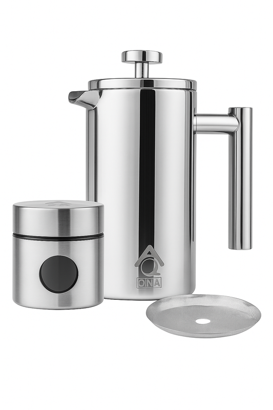350ml Coffee Maker Stainless Steel Plunger Coffee Bean Can Extra Filter Gift Set