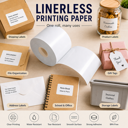 linerless printing label for takeaway restaurant supermarket logistic delivery