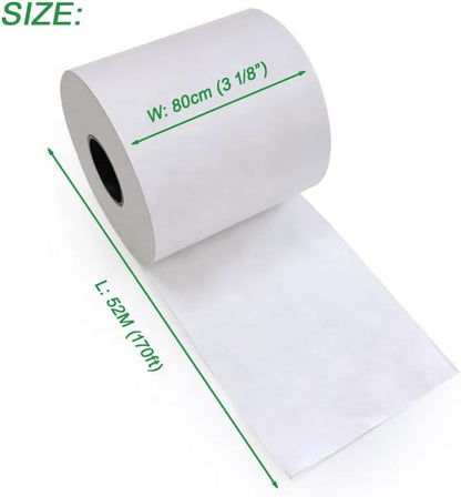 6 Rolls Lineless Label Paper 80mmx52m