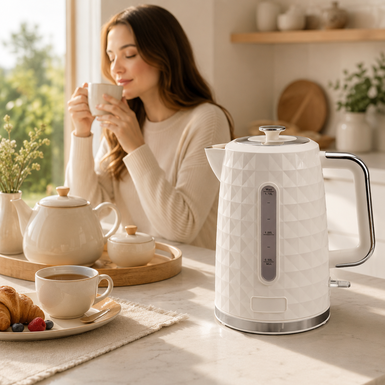New 1.7L Electric Kettle Cream