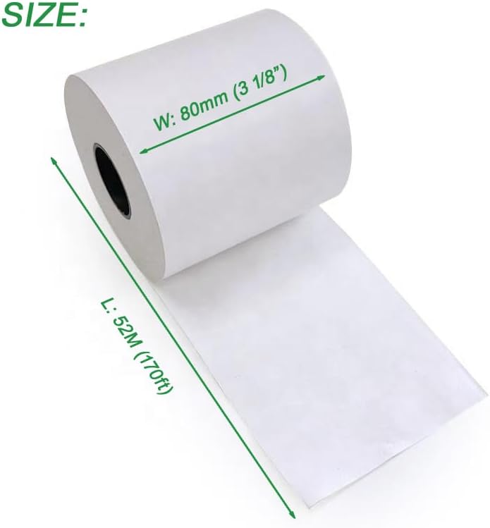6 Rolls Lineless Label Paper 80mmx52m