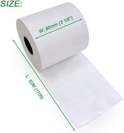 6 Rolls Lineless Label Paper 80mmx52m