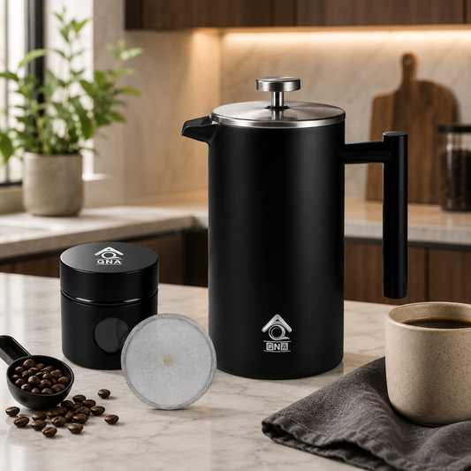 French Press Set with Can & Filter Black