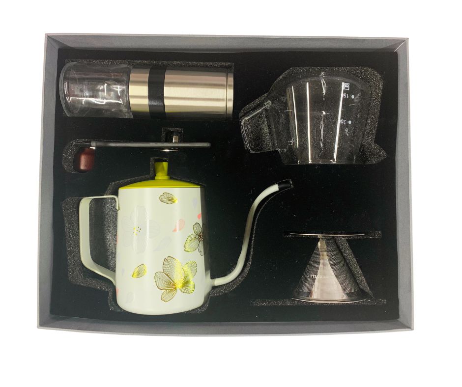 Coffee Maker Gift Set| Pour Over Kettle Grinder Dripper Tea Pot Glass ...