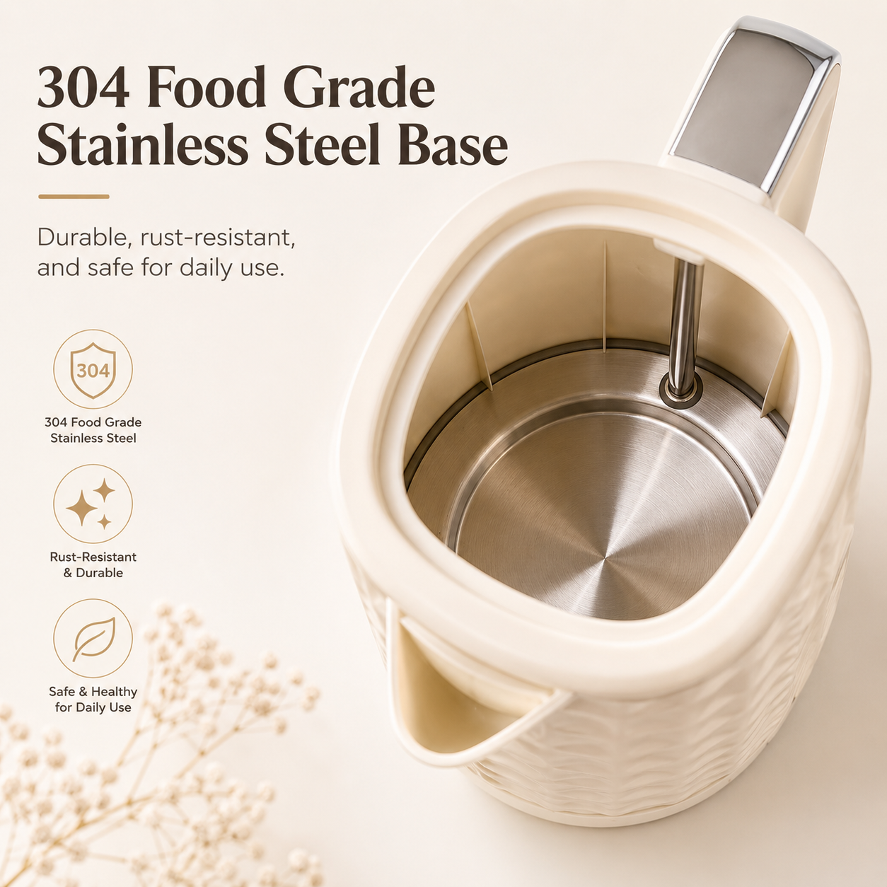 New 1.7L Electric Kettle Cream