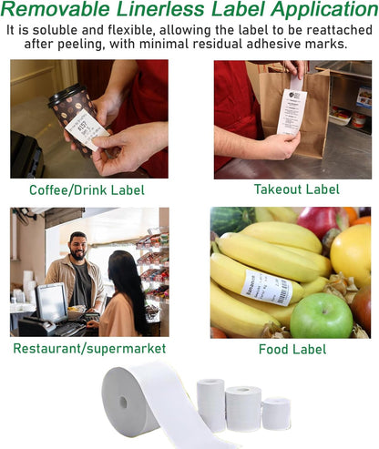 6 Rolls Lineless Label Paper 80mmx52m