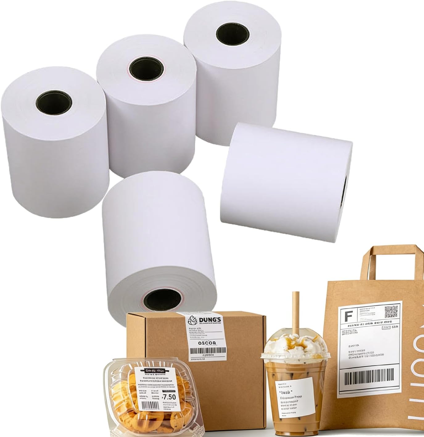 6 Rolls Linerless Label Paper 80mmx52m