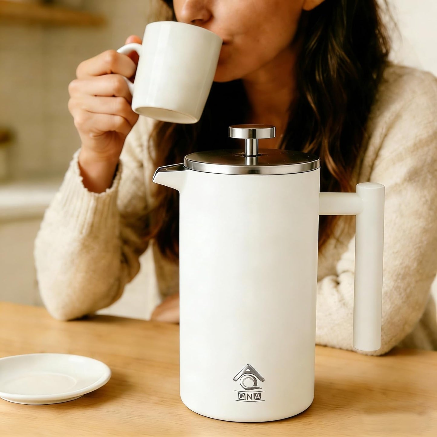 French Press Set with Can & Filter White