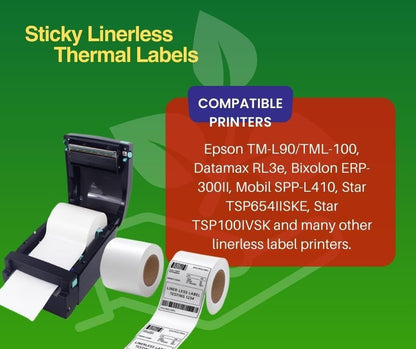 6 Rolls Linerless Label Paper 80mmx52m
