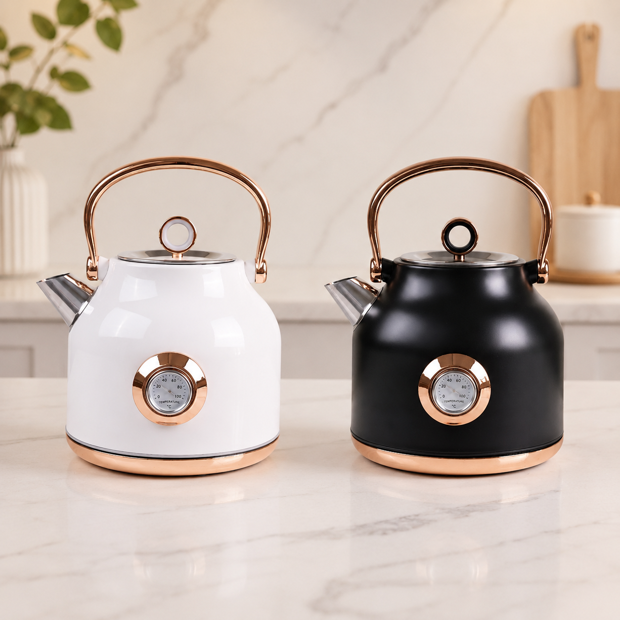 retro design foldable handle electric kettle 304 stainless steel for home office kitchen white black