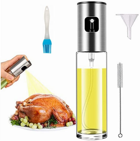 Oil Sprayer Olive Glass Bottle for Cooking Dispenser Funnel Brush Set Au Stock