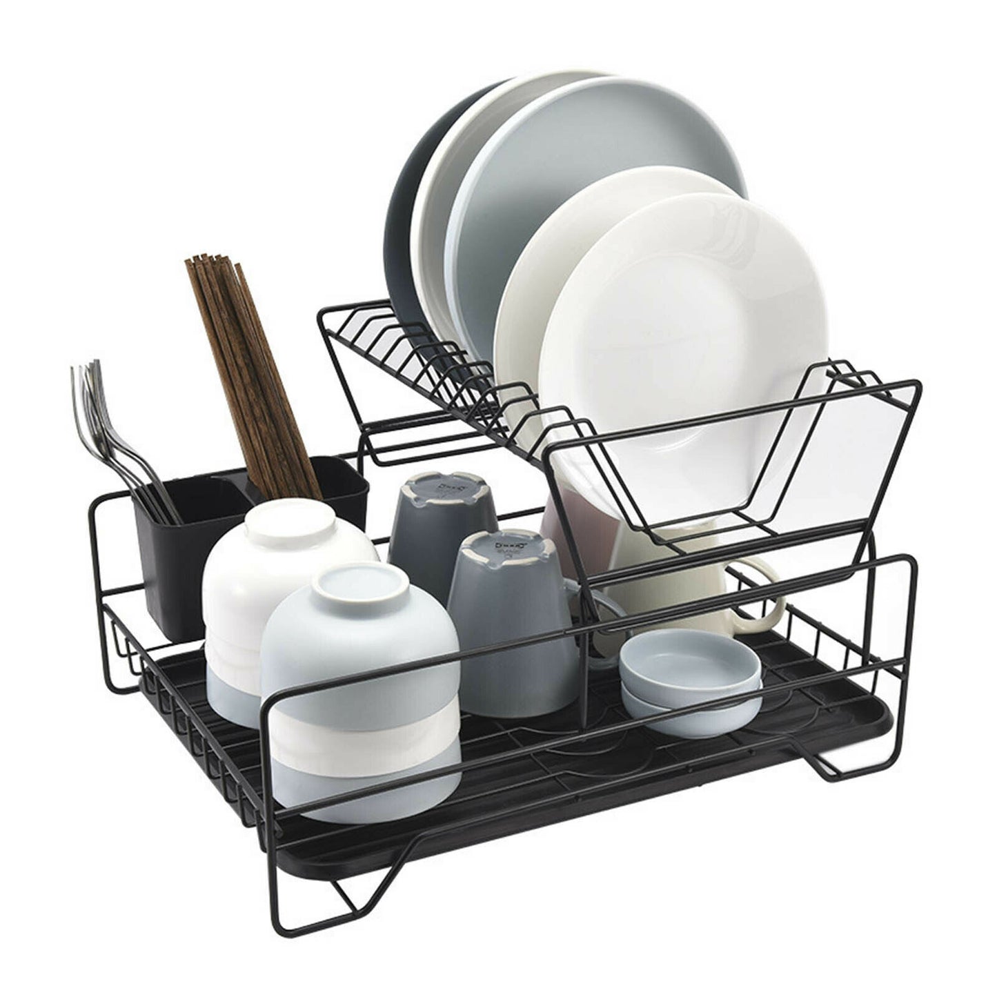 2 Tier Dish Drainer with Cutlery Holder