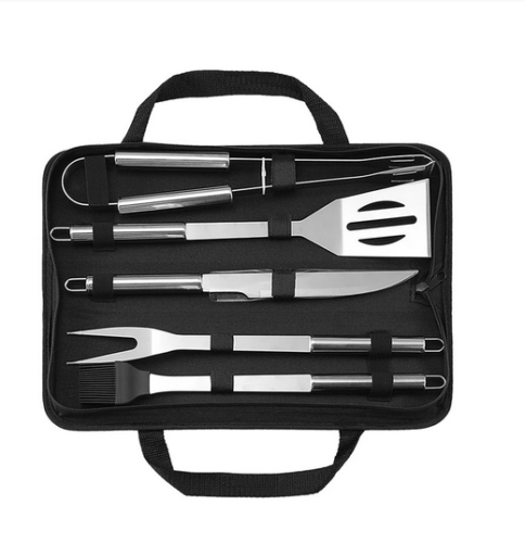 BBQ Grill Tool Set Stainless Steel Grilling Camping Tools Portable with Bag 5pcs