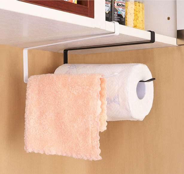 Kitchen Under Cabinet Toilet Paper Towel Roll Hanger Holder Storage Rack Shelf