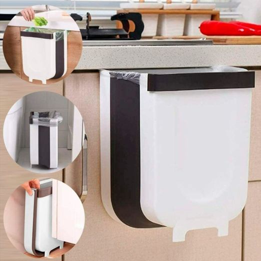 10L Hanging Trash Can Folding Collapsible Waste Garbage Bin Kitchen Table Bin