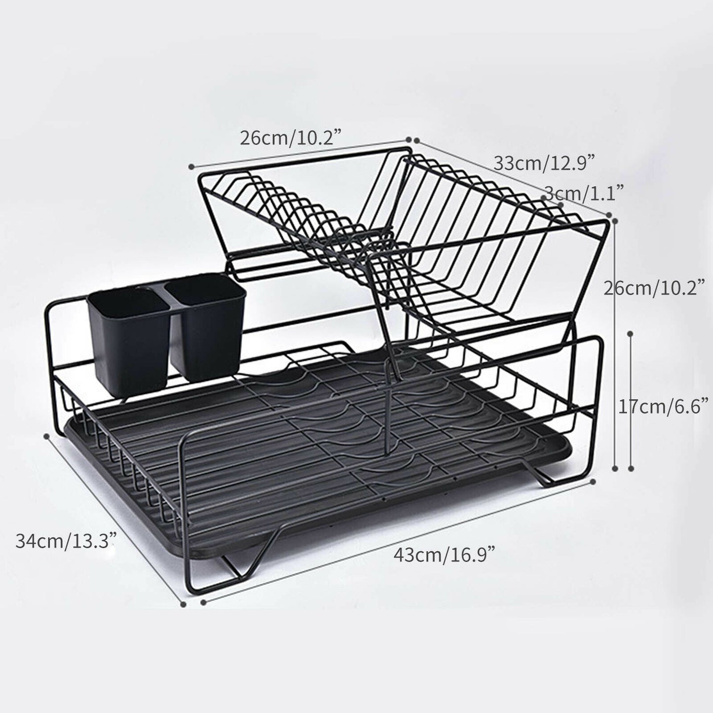 2 Tier Dish Drainer with Cutlery Holder